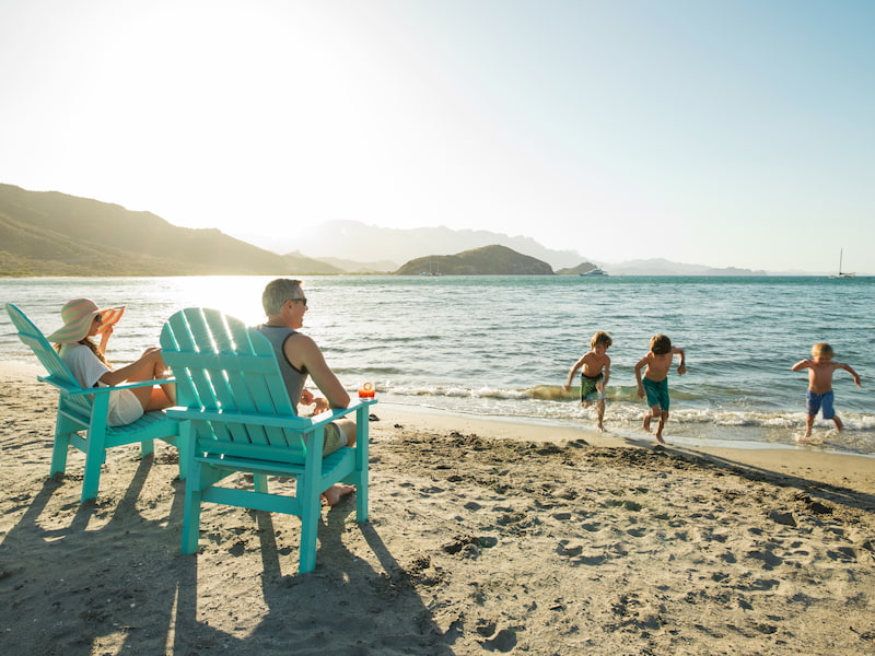 family at danzante bay beach, loreto mexico