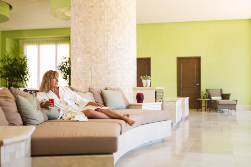 woman lady relaxing at sabila spa villa del palmar loreto and tpc danzante bay